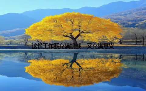 这份工作既充满挑战, 又充满意义