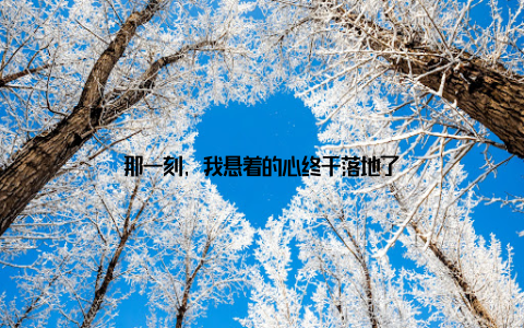 那一刻, 我悬着的心终于落地了